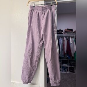 adidas Lilac Kids Track Pants with White Side Stripes